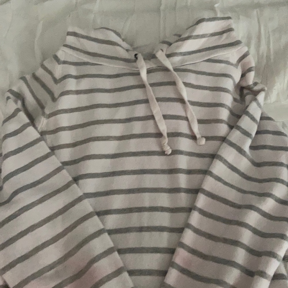 Jcrew gray and white striped sweatshirt